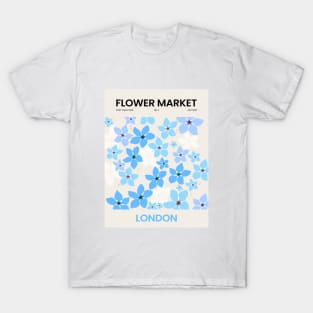 Flower Market Blue White London Illustration T-Shirt
